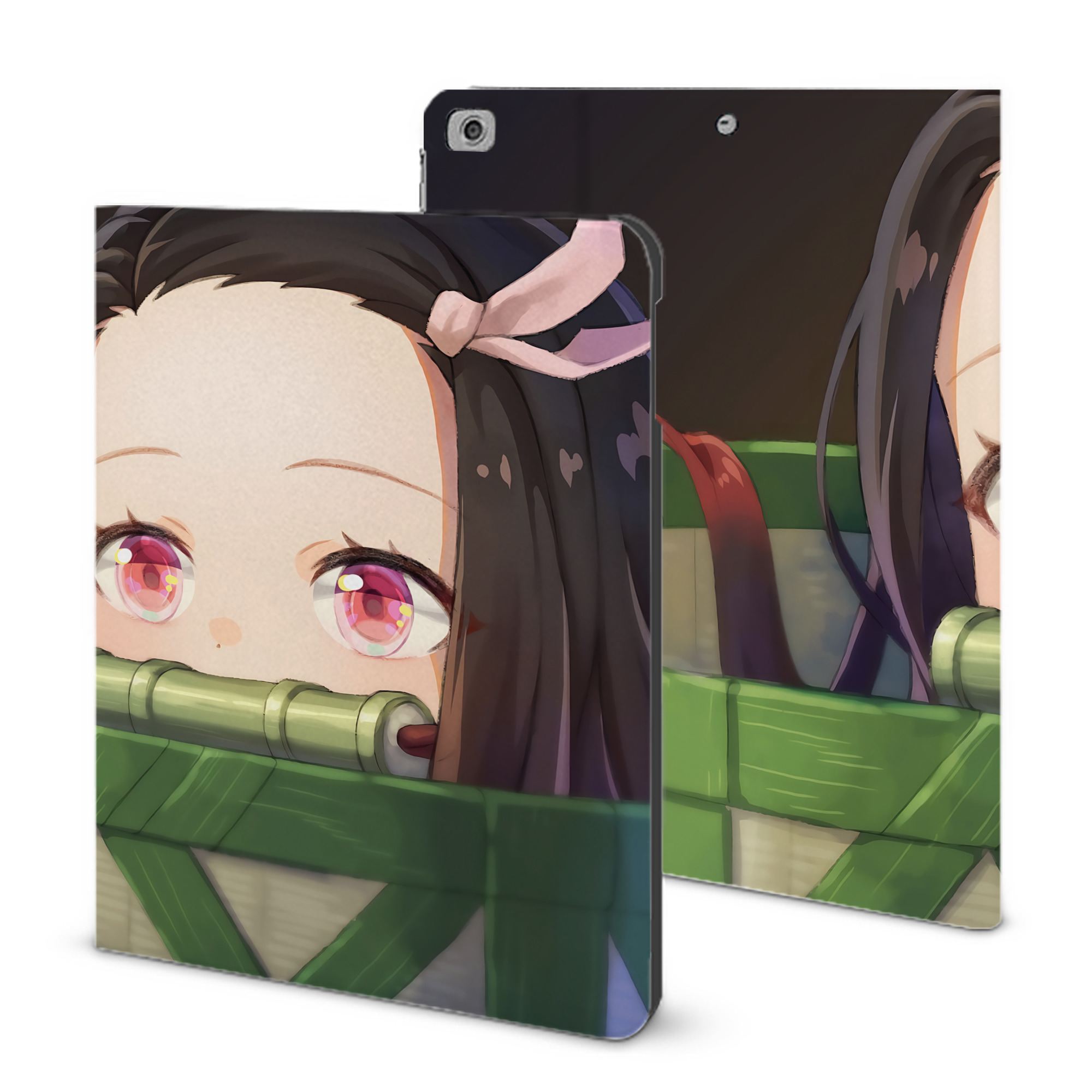 （画像用） 鬼滅の刃（きめつのやいば）竈門 禰󠄀豆子／かまど ねずこ Kamado Nezuko IPad ケース ブック型 PUレザー TPU 耐衝撃 軽量 薄型 ペン収納なし 全面保護 IPad 各モデル対応
